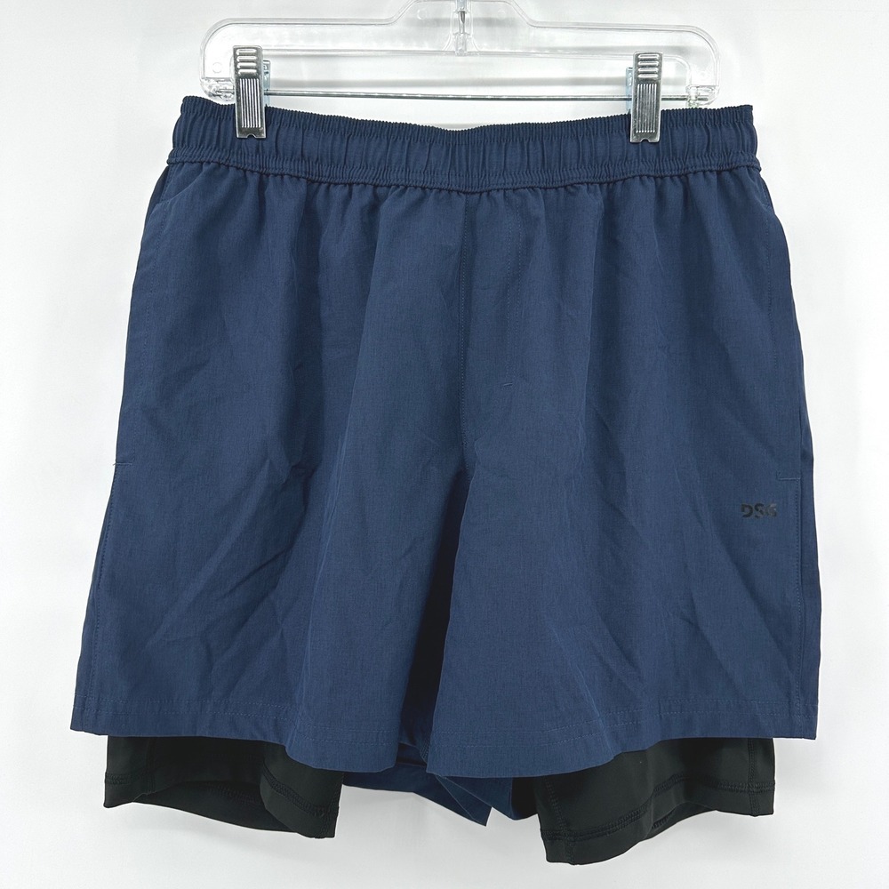 DSG Mens Agility 2-in-1 Short University Navy Heather 5 Inch Inseam Small NEW